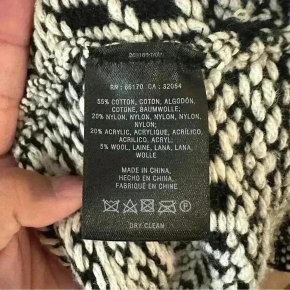 Anthropologie Angel of the North Roenne Cardigan Vest Black White Knit Sz Medium - Picture 10 of 15